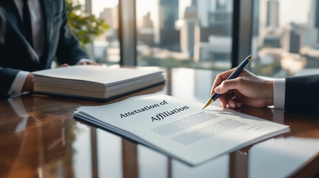 processus de certificat d'affiliation commerciale