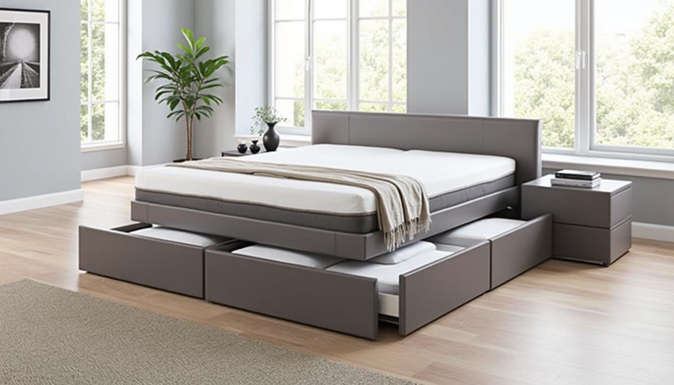 découvrez notre lit 180x200 avec rangement intégré pour optimiser l’espace de votre chambre facilement tout en alliant confort et praticité.