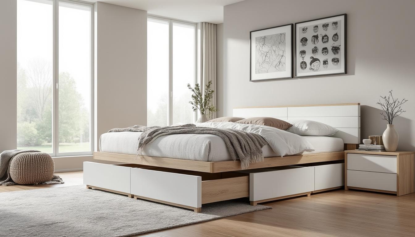 découvrez notre lit rangement 140x190, alliant design élégant et fonctionnalité pour optimiser l’espace dans votre chambre avec style et praticité.