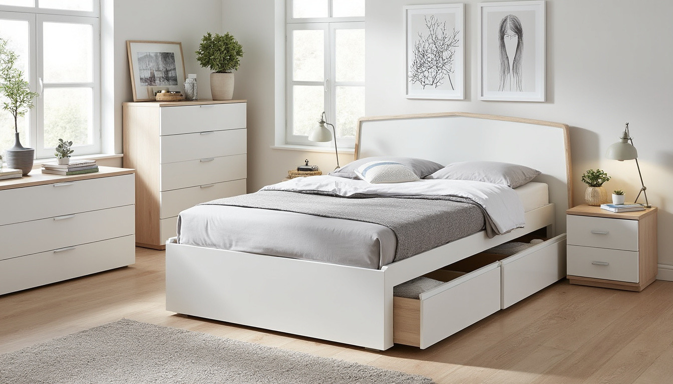 découvrez notre lit avec rangement 120x190, la solution idéale pour optimiser l'espace de votre chambre tout en offrant un confort optimal. pratique et design, il maximise votre rangement facilement.
