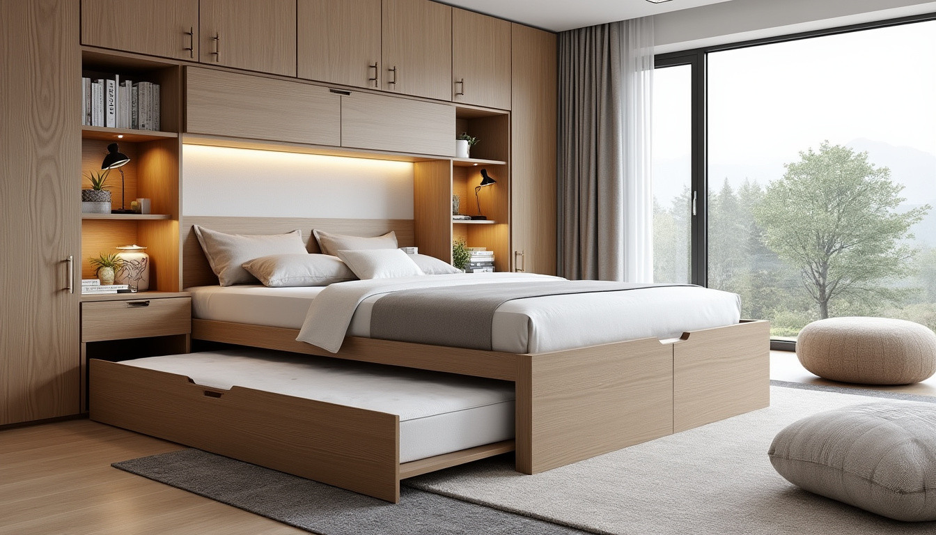 découvrez notre lit gigogne avec rangement intégré, la solution idéale pour optimiser l'espace de votre chambre tout en offrant un couchage supplémentaire pratique et confortable.